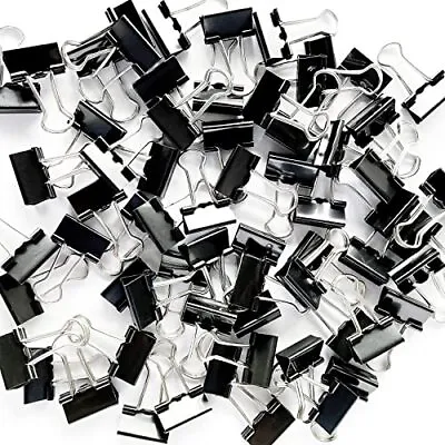 96 Pack (19Mm) Mini Binder Clips 3/4-Inch Small Black Paper Clamps For Office Su • $9.22
