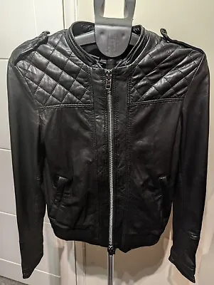 All Saints Leather Jacket Mens Biker  Size Small Pure Leather Black Excellent  • £109.79