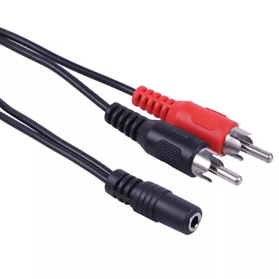 3.5mm Jack Female Socket To 2 RCA Phono Plugs Adapter Y Splitter Cable Lead • £3.87