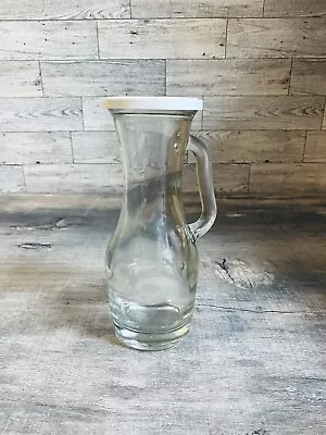 Vintage Oil And Vinegar Clear Glass Cruet Pitcher W/ D Handle And Lid • $7.46