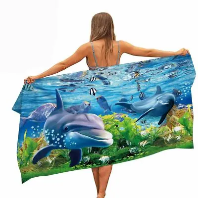 £16.14 • Buy Underwater World Dolphin Beach Towel Bathroom Bath Towel Bathrobe Shower Poncho 