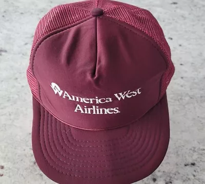 America West Airlines - Adjustable Baseball Cap - Hat W/ Airline Name & Logo • $9.99