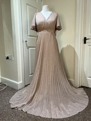 £13.50 • Buy Gorgeous God Diva Rose Gold Shimmer Long Evening Dress Size 16