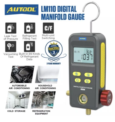 $74 • Buy LM110 Refrigeration Manifold HVAC Digital Gauge Vacuum Pressure Temp Leak Tester