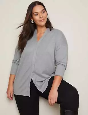 AUTOGRAPH - Plus Size - Womens Tops -  Long Sleeve Button Front Fluffy Knit Top • $14.51