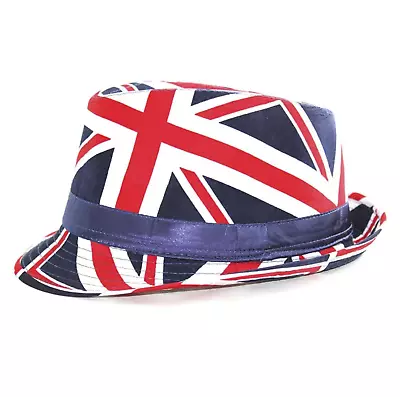 Union Jack UK Flag GB Design Trilby Hat Cap With Lining Band Unisex Bucket Hat  • £3.99