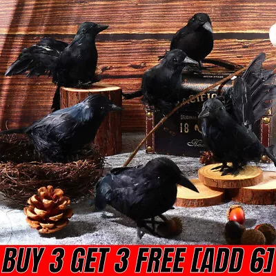 Black Lifesize Raven Movie Prop Fake Crow Halloween Hunting Decor Birds UK NEW • £6.50