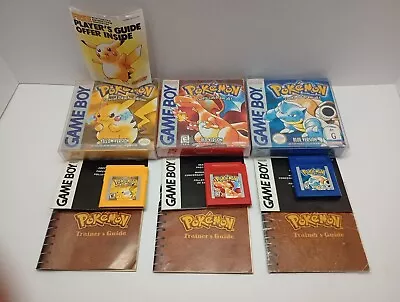 Pokemon RED BLUE YELLOW Trilogy Complete Authentic CIB Nintendo GAMEBOY Color  • $800
