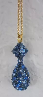 $40 • Buy Joan Rivers Blue Egg Rhinestone Crystal Pendant On 30 Inch Gold Chain Necklace