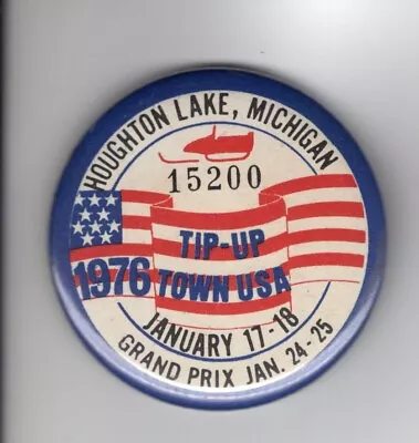 1976 Tip Up Town Badge Pin Pinback-michigan Dnr Deer Bear Fishing Patch License • $19.99