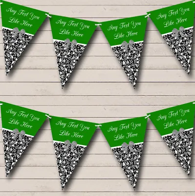Party Banner Bunting Green Damask Vintage Personalised Shabby Chic Garden Tea • £5.56