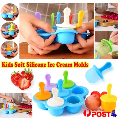 Baby Kids Soft Silicone Ice Cream Popsicle Molds Summer DIY Ice Maker Mould Tool • $10.98