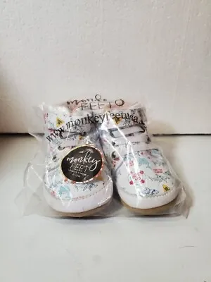Monkey Feet 6 - 12 Month Sharks Bite Me Soft Soles Laces And Strap NIP • $25