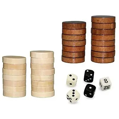 Wooden Backgammon Pieces Solid Wood Checker Pieces Set Board Game Table Chip... • $15.12