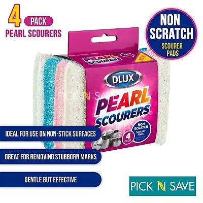 4x Scourer Pads Non Scratch Pearl Scourers Cleaning Washing Up Pan Dish Cleaner • £3.99