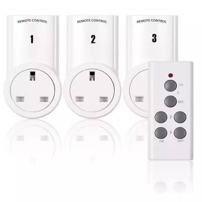 £29.99 • Buy 3 Wireless Remote Control Mains Electrical Sockets UK Plug In 13A Adapters White