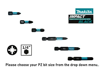 £3.45 • Buy Makita Impact Black Pozi Screwdriver Bits PZ 1 2 3 Drive Driver Bit Impact Duty
