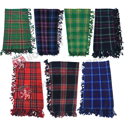 HS Scottish Kilt Fly Plaid Acrylic Wool Tartans Highland Purled Fringe Plaids • £16.99