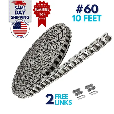 #60 SS Stainless Steel Roller Chain 10 Feet With 2 Connecting Links • $92.99