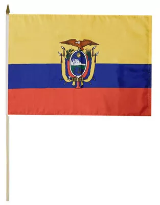 Ecuador Country 100D 12x18 12 X18  Stick Flag 30  Wood Staff • $9.88