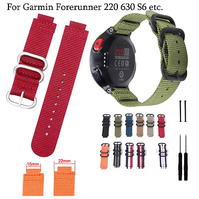 15mm-22mm Nylon Canvas Fabric Strap For Garmin Forerunner 235 220 620 Watch Band • $20.04