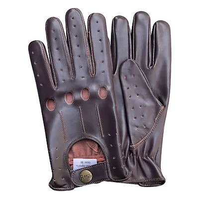 PSS Men's Cow Leather Lightweight Slim Fit Driving Gloves Full Finger Racing 507 • £19.99