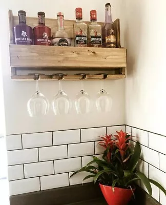 Handmade Reclaimed Wooden Wine/cocktail Rack Bespoke Home Bar - Christmas Gift • £47