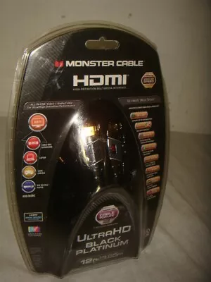 MONSTER CABLE ULTRA HD BLACK PLATINUM 12' 4K ULTIMATE HIGH SPEED HDMI CABLE (l3) • $34.99