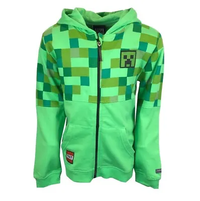 Boys Kids Children MINECRAFT Long Sleeve Zip Up HOODIE HOODY JUMPER Top Age 5-13 • £9.99