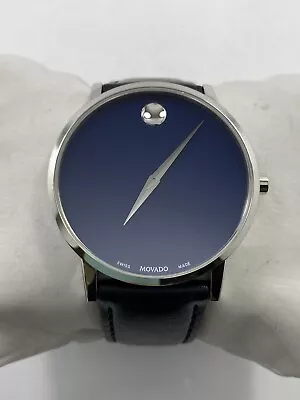 Movado Museum Classic SWISS Quartz Blue Dial Leather Strap Men's Watch 0607270 • $169.95