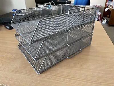 Metal Filing Letter Trays Stacking Office A4 Desk Tidy Paper Document Organiser • £5