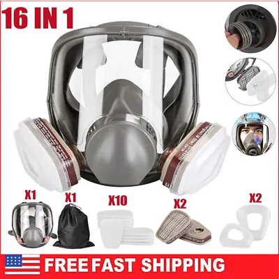 Full Face Gas Mask Painting Spraying Respirator W/Filters Set For 6800 Facepiece • $26.99