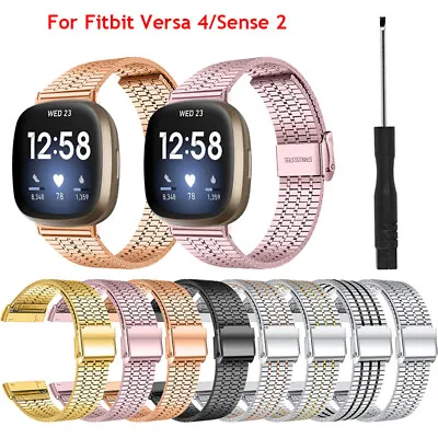 Metal Strap Stainless Steel Mesh Watch Band Wristband For Fitbit Versa 4/Sense 2 • $14.85