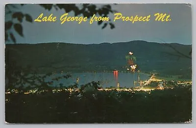Lake George New York~Prospect Mt View Night Lights~Fire Works~1968 Postcard • $8