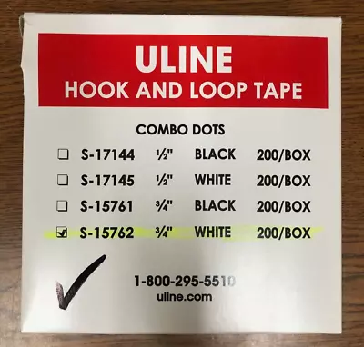 Uline 3/4  White Hook And Loop Dots S-15762  |  200 Loop Dots Per Box • $12.99