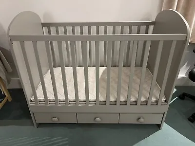 IKEA Gonatt USED Cot Cotbed With Or Without Mattress Grey With Drawers • £75
