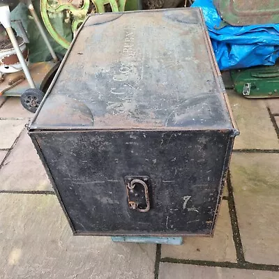 Vintage Metal Travel Chest Trunk Safe Coffee Table 2 • £54.99