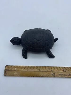 Vintage Cast Iron Trinket Box Turtle 2 Pieces Shell Lid • $14.99