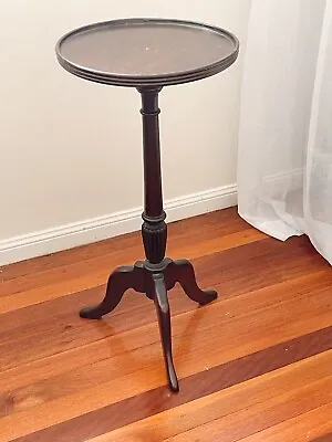 $90 • Buy Vintage Turned Timber Plant Stand Side Table Wine Table With Tripod Base