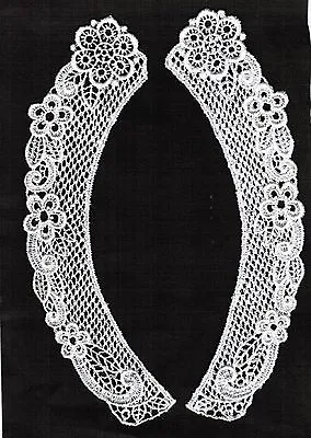 Vintage Venise Lace Applique Rayon Collar Scalloped Jewelry Craft  2pc 9  #1979 • $5.49