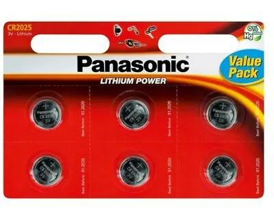 6 X Panasonic Cr2025 3v Coin Cell Battery 2025 Longest Expiry Date • £3.65