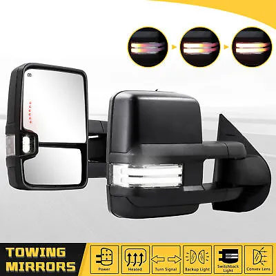 Tow Mirrors LED Switchback Power Heated For 2007-2014 Chevy Silverado GMC Sierra • $170.99