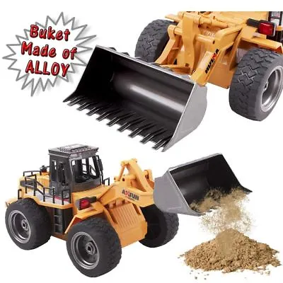 Remote Control Die Cast 1:18 Scale Loader Construction Truck Bulldozer Kids Toys • £27.94