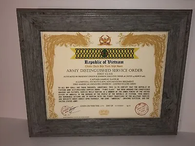 VIETNAM ~ ARMY DISTINGUISHED SERVICE ORDER CERTIFICATE-FIRST CLASS W/Printing • $15.16