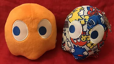 Orange Ms Pac Man Ghost & Pac-Man Patterned Ghost. Bandai Namco Plush Toys. • £12.99