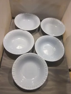 Set Of 5 Martha Stewart Dinnerware Basketweave Blue Pattern Cereal Bowl 7 1/4  • $9.99