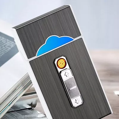 2 In 1 USB Cigarette Case Flameless Windproof Rechargeable Electric Lighter Box • $15.98