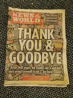 Newspaper News Of The World Final Edition July 10th 2011 • £3