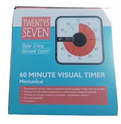 TWENTY5 SEVEN Timer 7.5 Inch; 60 Min 1 Hr Visual Classroom Teaching Grey Trim • $20.70