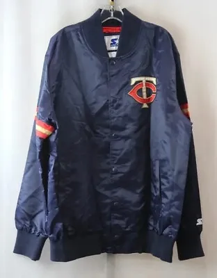 Men VTG Starter MLB Minnesota Twins Navy Baseball Bomber Jacket Size XXL Tall • $35.62